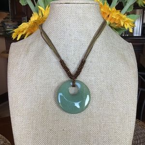 Natural stone necklace with adjustable black cord yoga healing